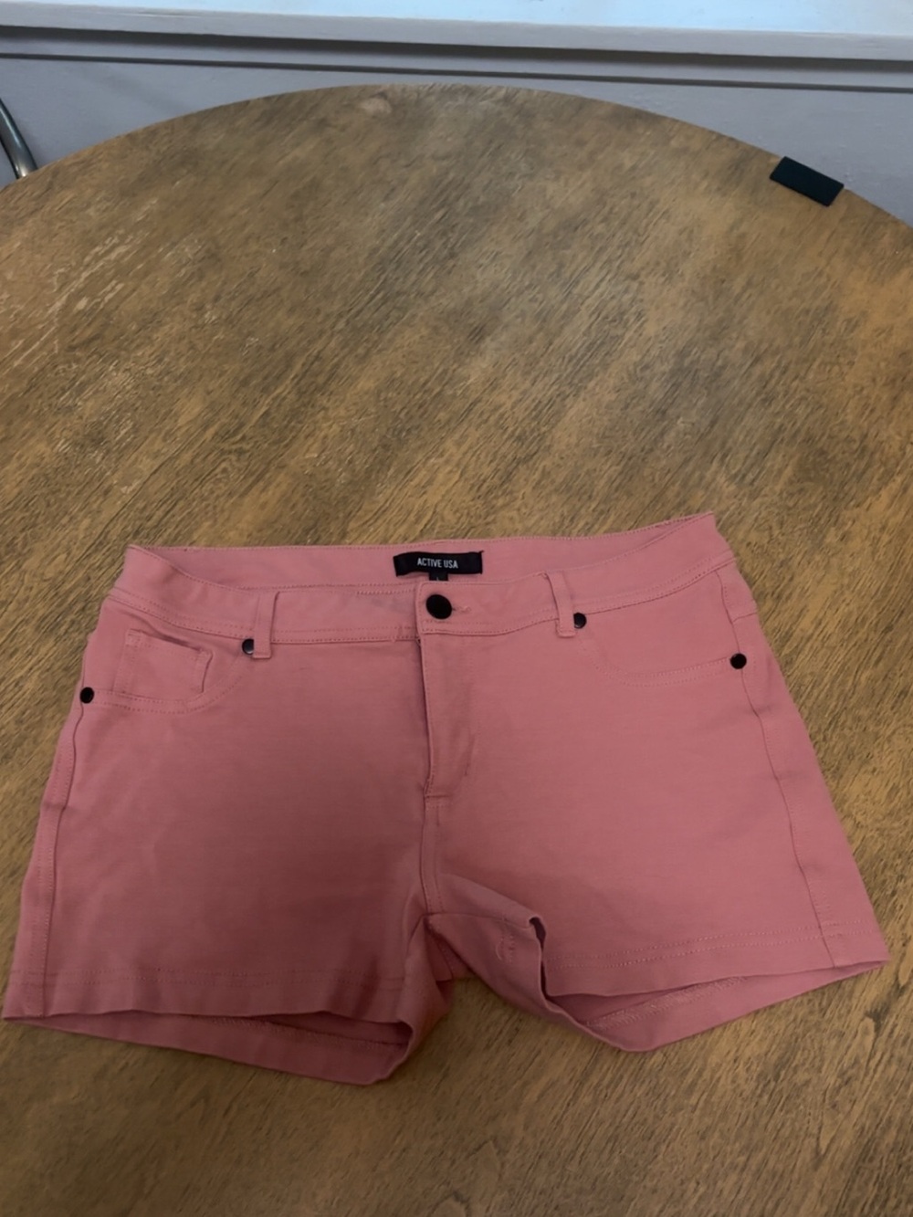 Active USA Rose-Pink Women's Stretch Jean Shorts